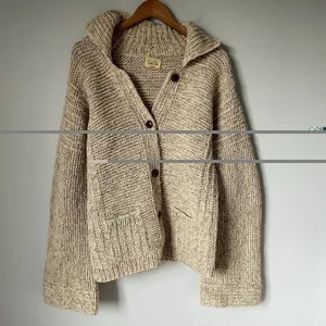 Casa Chia Vtg. 100% Wool Cardigan Sweater Bell Sleeves Cottagecore Beige Size L thumbnail 4