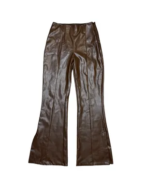 ✨Abercrombie Vegan Leather Split‎ Hem Flare Pants Brown Small✨ thumbnail 2