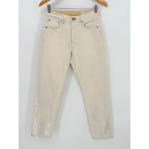 Rag & Bone Maya High Rise Ankle Slim‎ Jeans 25 Cream Silver Metallic Moonshine thumbnail 5