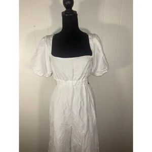 astr the label dress white linen blend‎ L square neck thumbnail 2