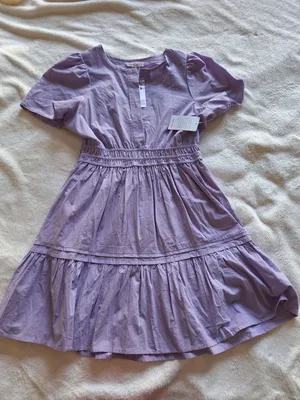 NWT Stitchdrop Lilac Cotton Ruffle Mini Dress M thumbnail 1