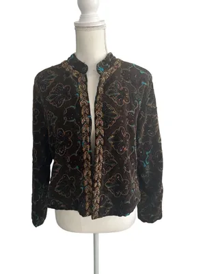 CHICOS Velvet Beaded Jacket Blazer Size Chicos 1 US M 8 thumbnail 5