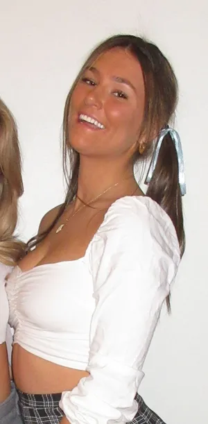 Blue Blush White Cropped Long Sleeve Top thumbnail 2