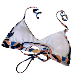 Hurley Zebra Print Bikini Top Multicolor Halter Swim Top Beach Resort Large EUC thumbnail 9