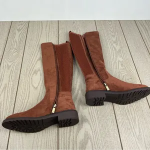 Kenneth Cole Reaction Women's Lionel Tall Boots 7M Caramel Cafe Micro $129 thumbnail 3