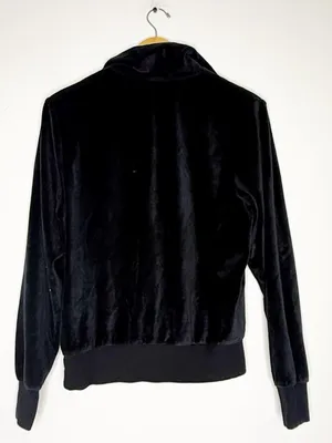 Polo Ralph Lauren Quarter Zip Pullover Black Velour Size Small thumbnail 3