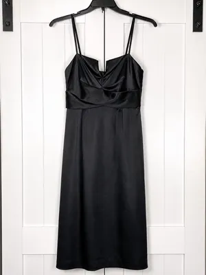 White House Black Market Dress Size 6 Black Satin Sweetheart Cocktail Sheath thumbnail 2