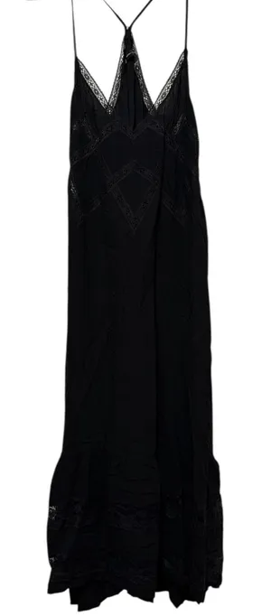 Zara Trafaluc Black Lace Maxi Dress Boho V-Neck T-Strap‎ Sleeveless Small thumbnail 1