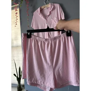 Laura Ashley Pink Polka Dot Pajama Set – Size Large thumbnail 3