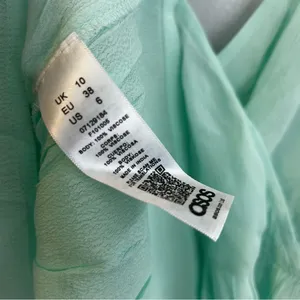 NWT Asos Mint Green Short Angel Sleeve Peplum Tea Blouse Tie Boho Waist Size 6 thumbnail 10