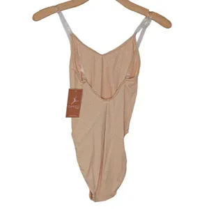 Capezio Womens Nude With Clear Camisole Adjustable Straps Leotard Bodysuit Sz M thumbnail 2
