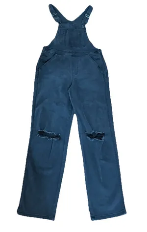 Arizona Jean Co Womens Black Distressed Denim Overalls Knee Slits Bib Size S thumbnail 1