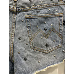 NWOT MINKPINK Studded Button Fly Denim Cut Off Shorts M thumbnail 5