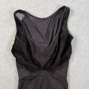 Mirella Black Velvet Mesh Leotard Size Small Tank Dancewear High Neck Scoop Back thumbnail 8
