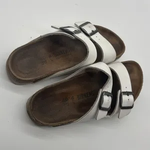 Birkenstock Arizona White Birko-Flor Two Strap Slide Sandals Womens 40 L9 M7 thumbnail 6