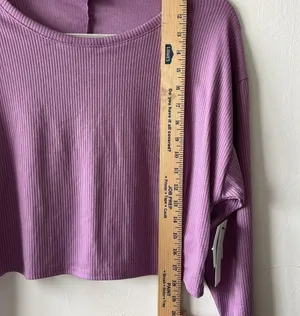 Abound BP 𝅺RIBBED Crop Long Sleeve tee top Purple MEDIUM thumbnail 7