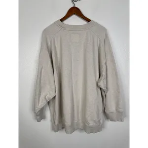Aerie Oversized Crewneck Sweatshirt XXL Oatmeal Heather Ribbed Side Pullover thumbnail 2