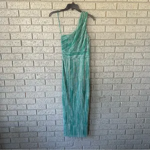 SAYLOR Alorna Midi Dress Metallic Pleat One Shoulder Size XS Homecoming Prom thumbnail 9