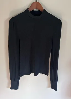 Abercrombie & fitch | black ribbed long sleeve cuffed top thumbnail 1