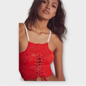NWT Free People x Hah Hot as Hell We are HAH Top 2 Bottom‎ Cami Blood Orange XS thumbnail 2