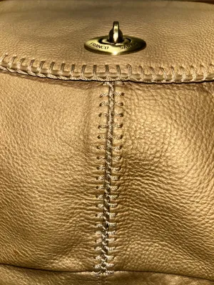 Franco Sarto Gold Leather Shoulder Bag with Gold Turn-Lock thumbnail 5