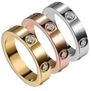 New Unisex 14k gold-plated stainless steel stone‎ band ring, Size 7 thumbnail 2