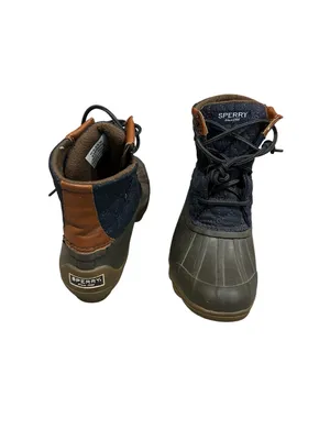 Sperry Navy and Brown Quilted Waterproof Duck Boots thumbnail 7