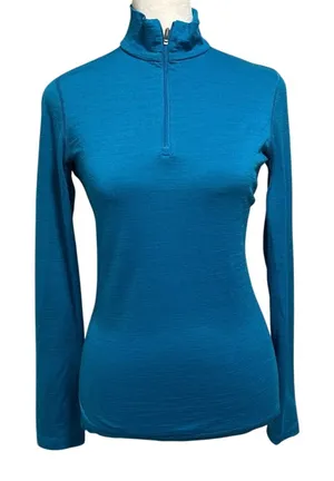Icebreaker Womens Size S Bodyfit Merino 200 Wool 1/4 Zip Pullover Turquoise Blue thumbnail 1