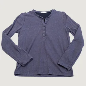 Marine Layer Henley Top Women Small Charcoal Grey Long Sleeve Button Neck Shirt thumbnail 1