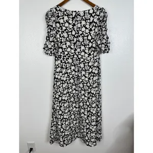 The Nines by Hatch Womens Maternity Floral Midi Dress Black White Square Neck S thumbnail 3