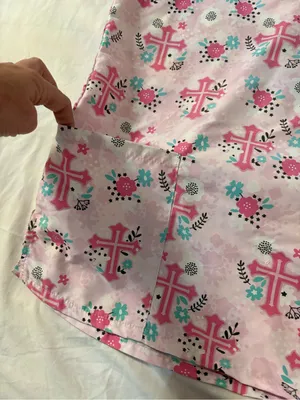 Wear For Care Pink Cross Scrub Top Size Small | V-Neck Medical Uniform | Nurse thumbnail 4