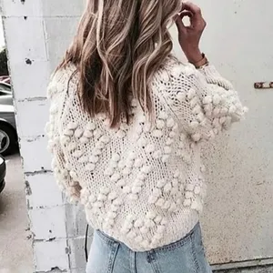 Chicwish Knit Your Love Ivory Heart Shape Pompoms Chunky Knit Cardigan Sweater S thumbnail 10
