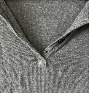 Brandy Melville Grey Knit Crop Henley Long Sleeve thumbnail 2