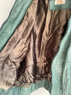 vintage dark green leather bomber jacket Full Zip Women’s Sz XL Made in Mexico thumbnail 10