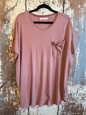Free People Oversized “Take it Easy” pocket t-shirt dusty pink size medium thumbnail 1