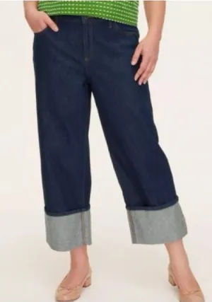 Kate Spade X Target Women’s High Rise Straight Leg Wide Cuff Jeans Dark Wash 6 thumbnail 1