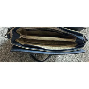 Simply Noelle‎ Large Canvas Tote Bag Cream Navy Multi Pocket Compartments NWT thumbnail 3