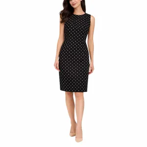 SAG Harbour Y2K Black Polka Dot Sleeveless Sheath Dress Knee Length Size 14 thumbnail 11