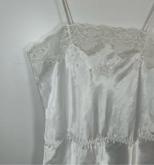 Vintage white lace embroidered bridal lingerie pajamas today tonight size small thumbnail 6