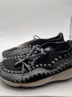 Nike Air Footscape Woven Black and Smoke Grey Nike Woven Slip-On Sneakers SZ5.5 thumbnail 4
