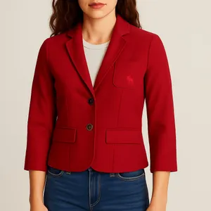Abercrombie & Fitch Cropped Red Blazer Size XS Wool Blend 2 Button Jacket Preppy thumbnail 11