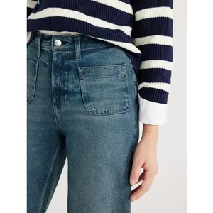 Free Assembly Women's and Women's Plus Wide Leg Jeans with Patch Pockets Size 8 thumbnail 2