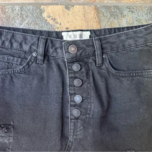 We The Free Black Button Fly Mini Skirt Jean Skirt Size 27 Distressed Casual thumbnail 5