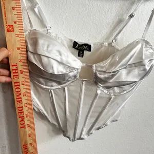White Satin Corset Bridal‎ Top Romantic Bride Vintage Inspired Glam Medium thumbnail 5