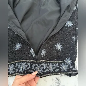 Vintage Cote d’Azur Black Beaded Top | Silk Floral Embroidery size small thumbnail 10