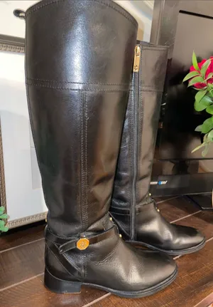 Tory Burch Brita Black Leather Tall Riding Boots Size 6M EUC thumbnail 1