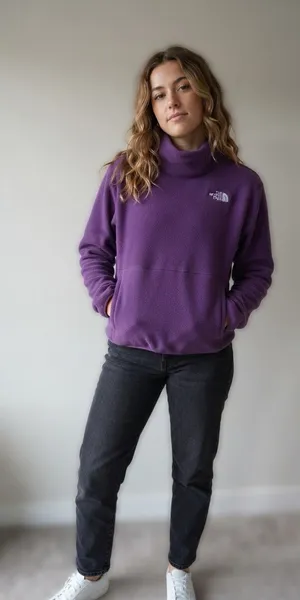 The North Face Purple Fleece Pullover Women’s Small Mock Neck Sweatshirt thumbnail 1