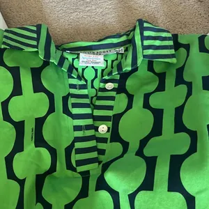 Gretchen Scott green and blue collared top‎ thumbnail 7