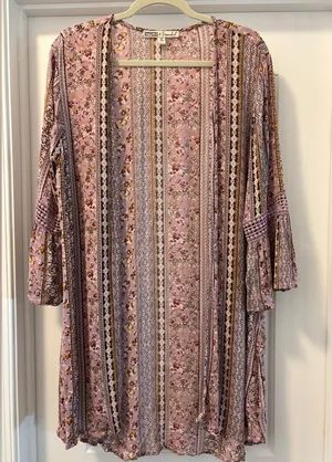 Gypsies & Moondust Ditsy Boho Floral Kimono Open Front Duster Size Large thumbnail 1