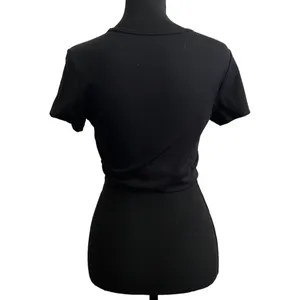 Halara Cloudful Fabric Crossover Hem Cropped Sports Top Medium Women’s Black NWT thumbnail 3